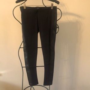 David Lerner black legging with leather stripe on sides